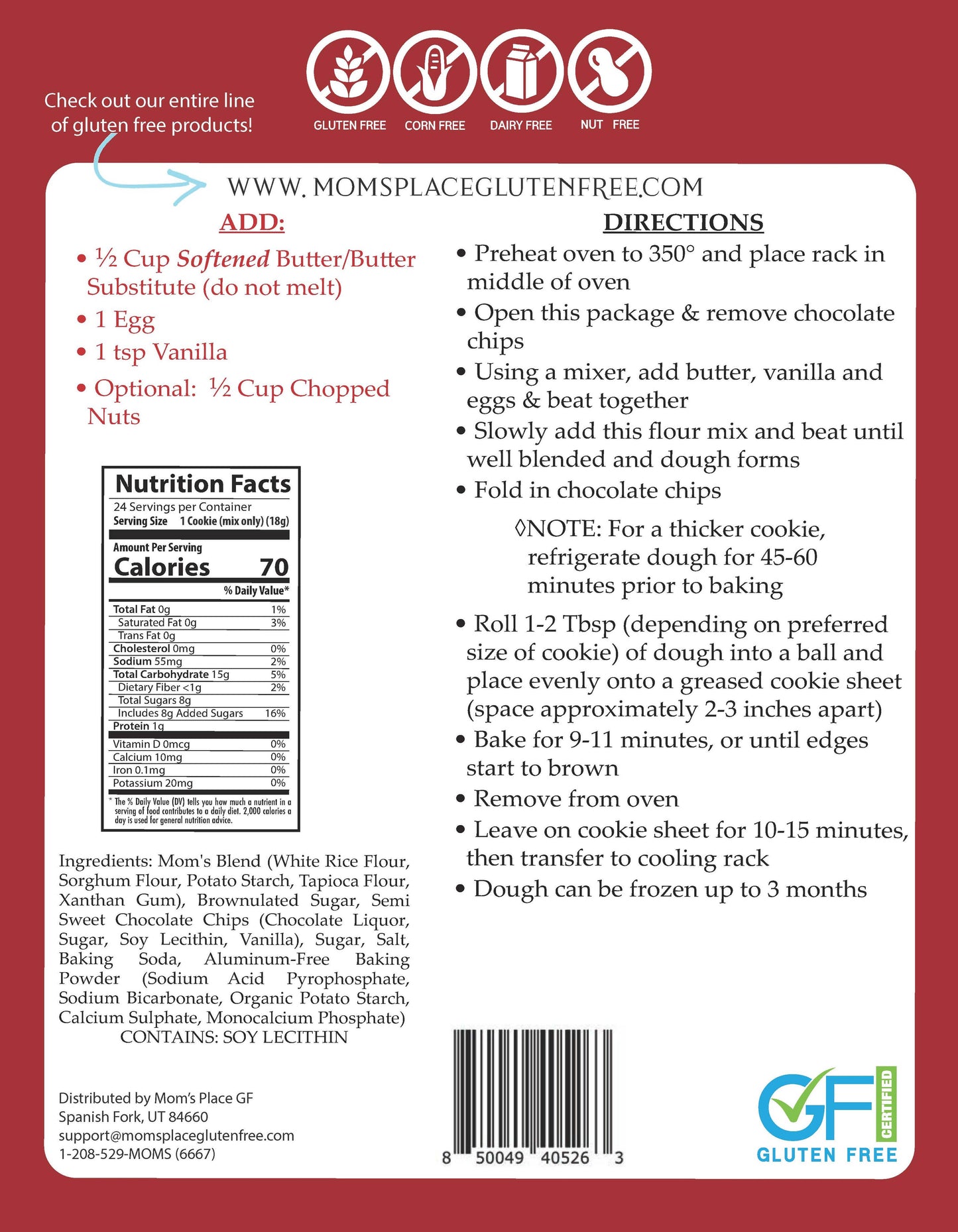 Gluten-Free Chocolate Chip Cookies Mix