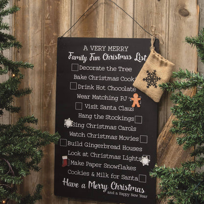 Family Fun Christmas Metal Sign w/13 Magnets