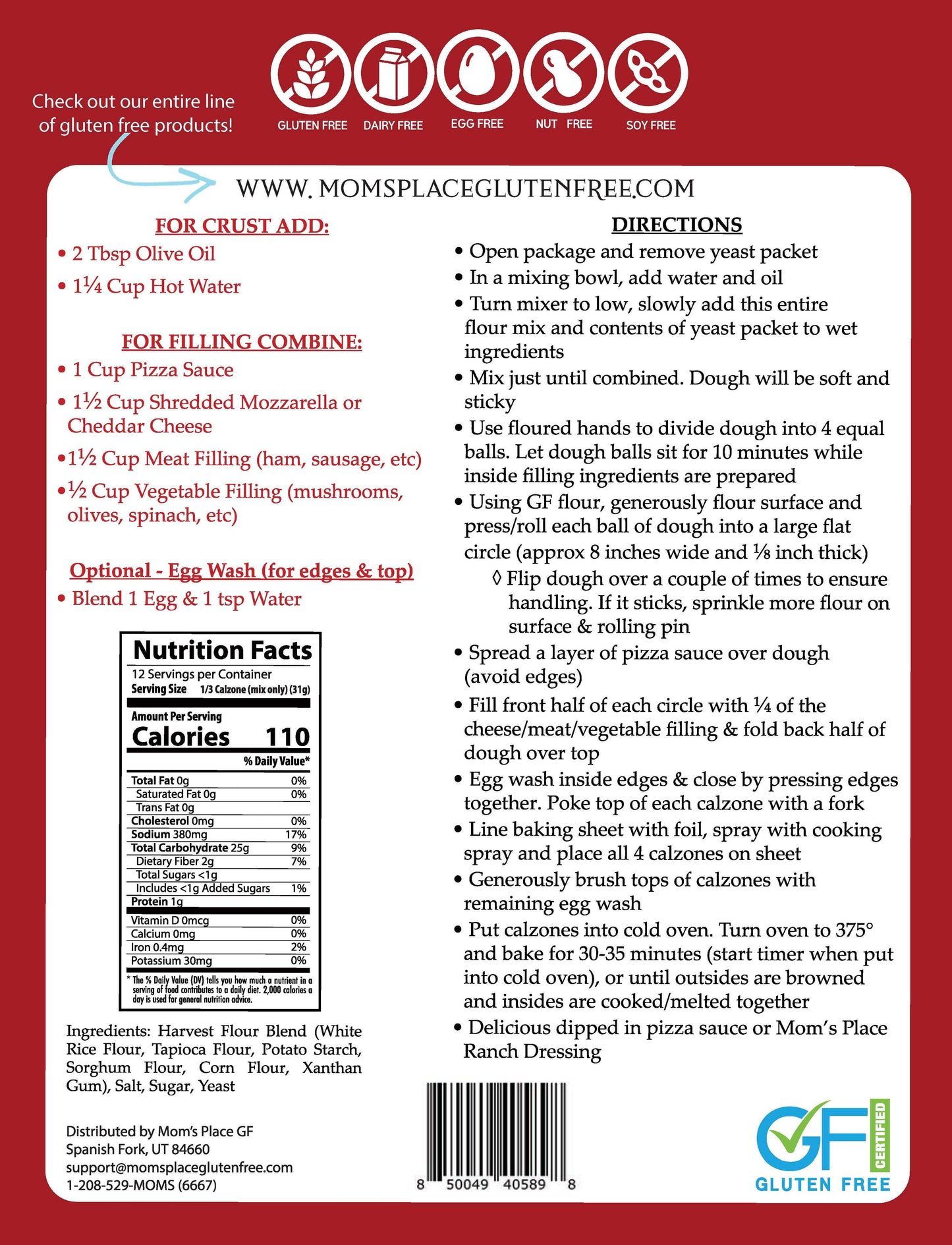 Gluten-Free Italian Calzones & Pizza Pockets Mix