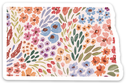 North Dakota Floral State Sticker, 3x2in.