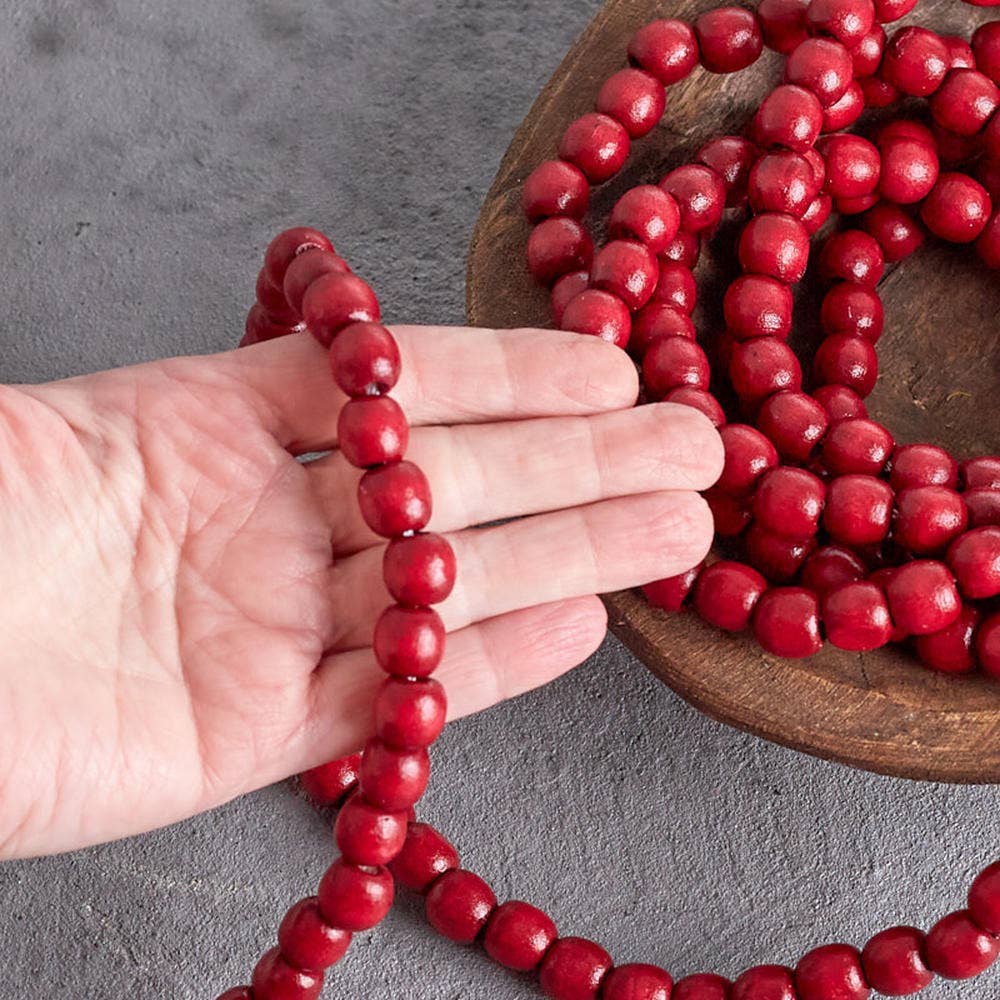Burgundy Wood Bead Garlands -  9 Feet Long