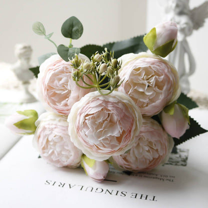 12'' Silk Peony Flower Bunch, Spring Wedding/Home Decors