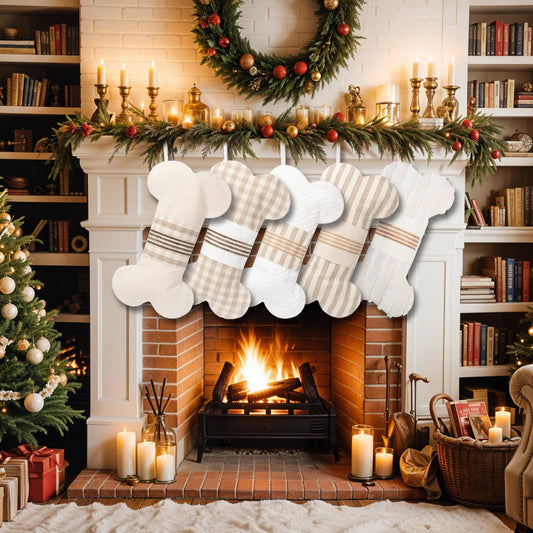 2025 New Canvas Dog Bone Shape Christmas Stocking