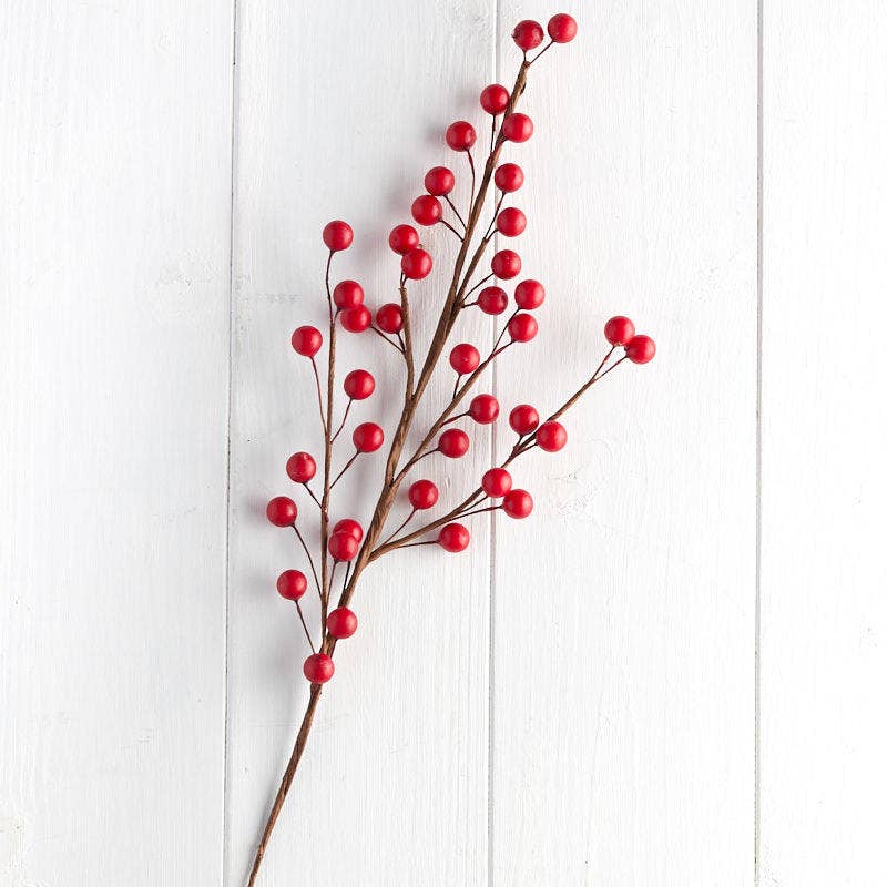 22" Red Artificial Berry Stem