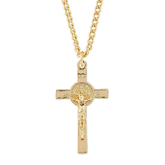 St Benedict Crcfx Necklace Gld