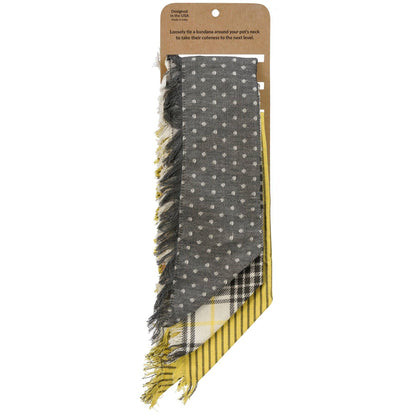 Plaid And Dots Large Pet Bandana Set