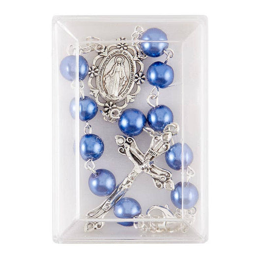 Blu Pearl Auto Rosary