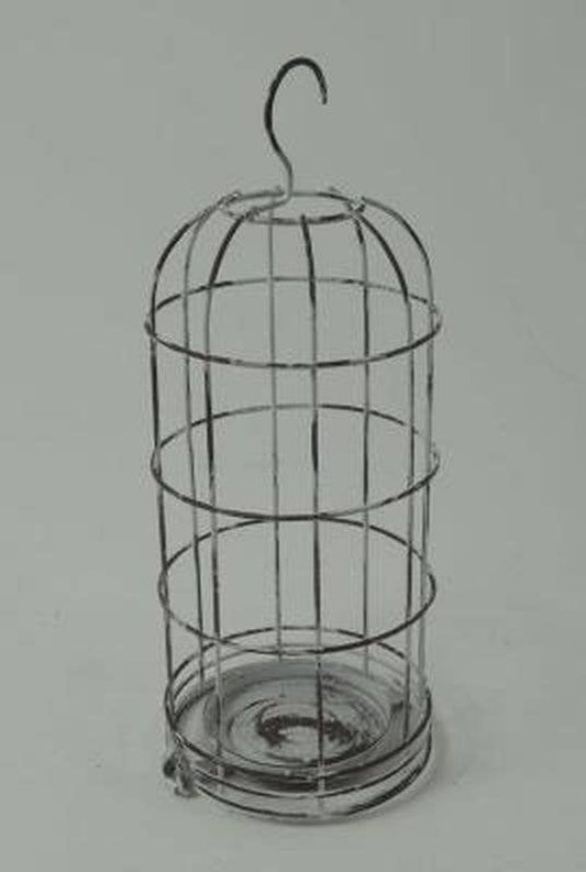 White Hanging Candle Cage 12"X4.75"