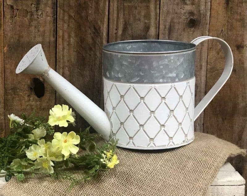 White Diamond Pattern Watering Can