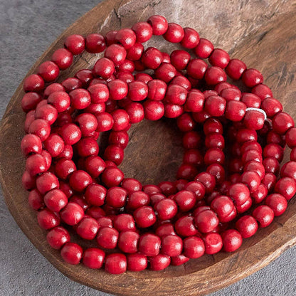 Burgundy Wood Bead Garlands -  9 Feet Long