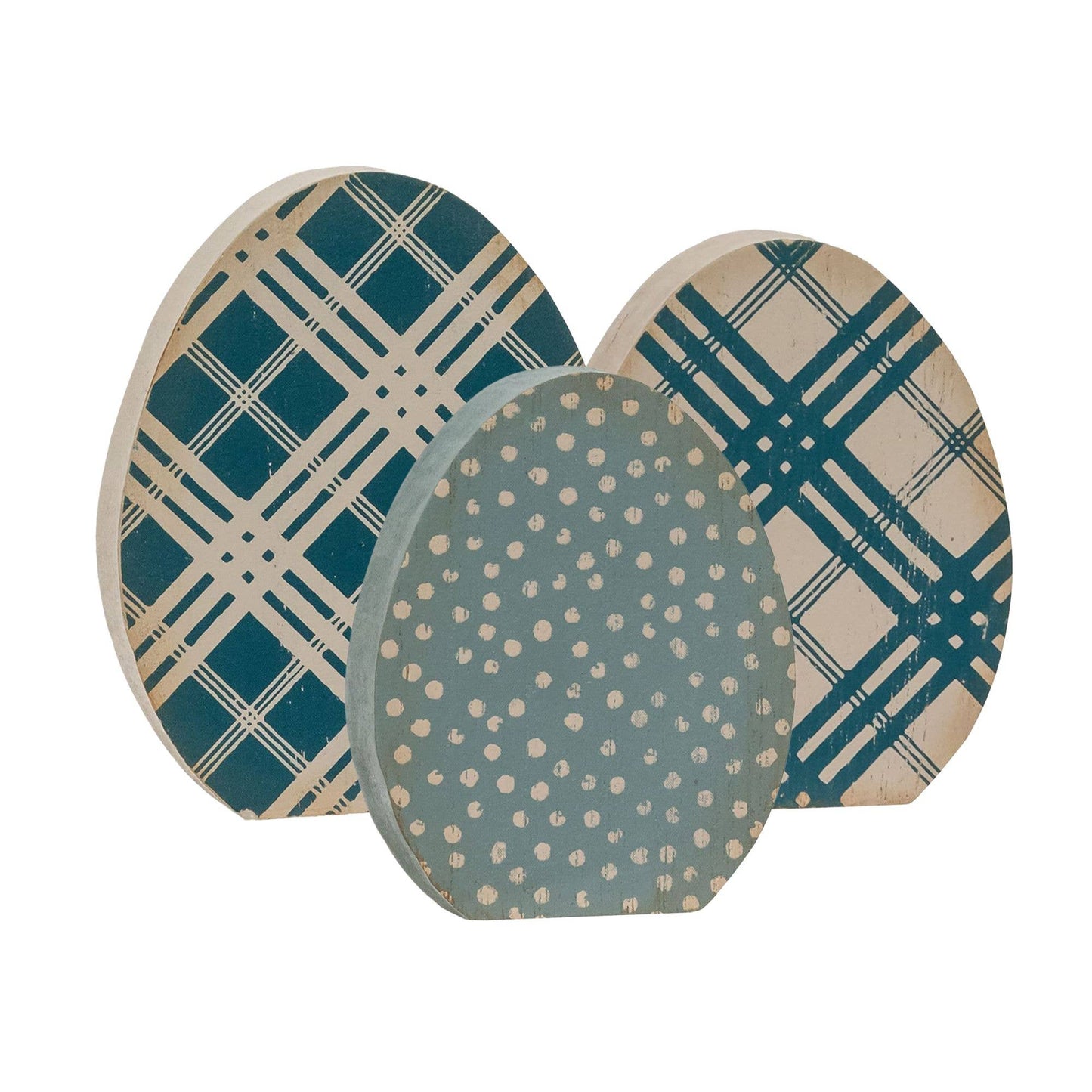 3/Set, Chunky Blue Patterned Egg Sitters