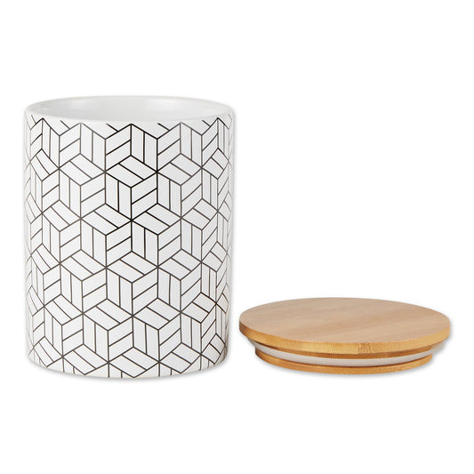 White And Black Mi x ed Print Ceramic Canister Set of 3