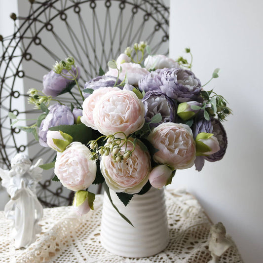 12'' Silk Peony Flower Bunch, Spring Wedding/Home Decors