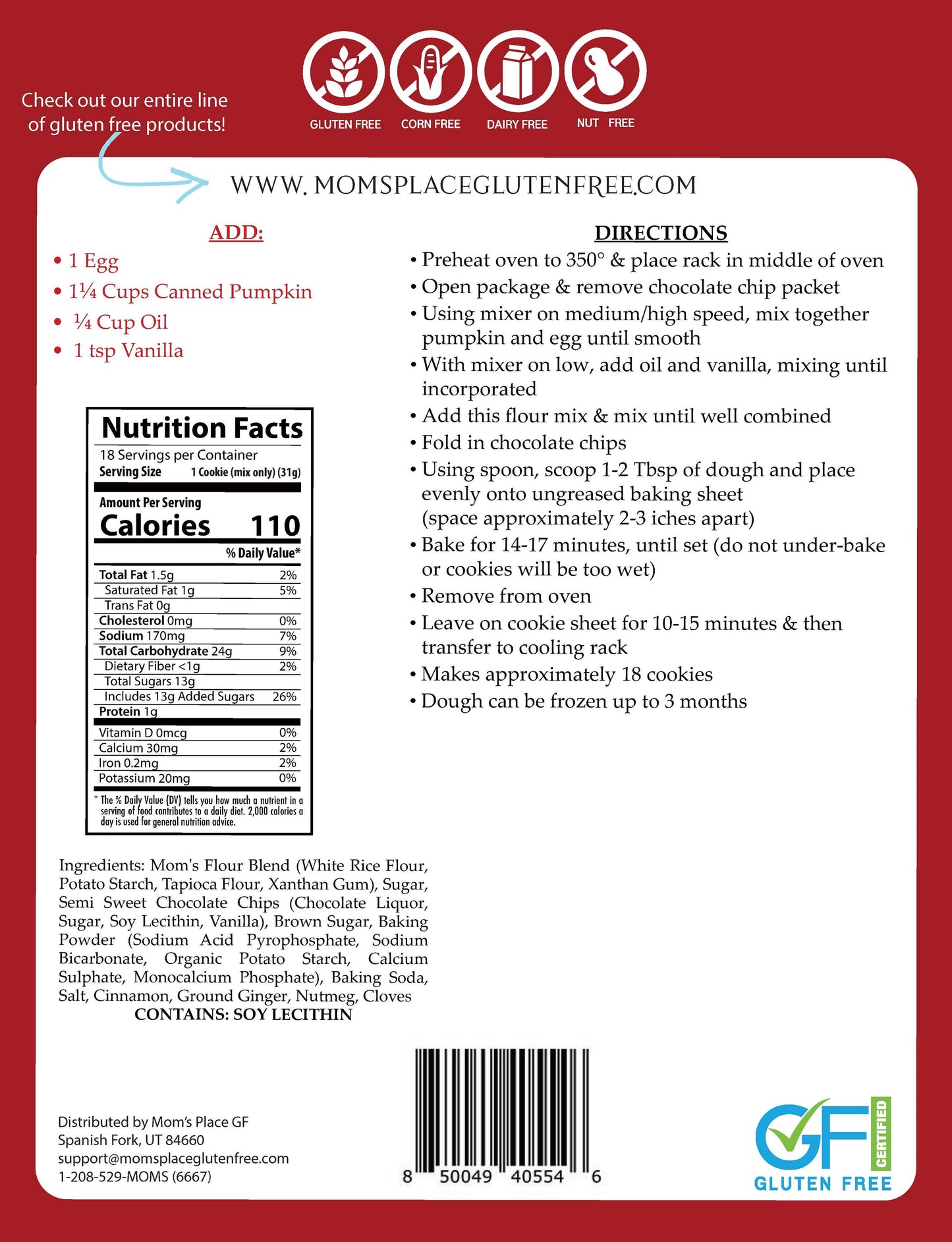 Gluten-Free Pumpkin Chocolate Chip Cookie Mix