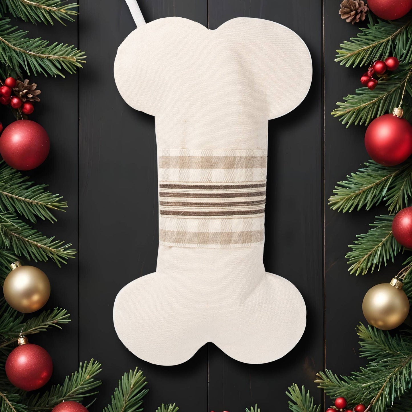 2025 New Canvas Dog Bone Shape Christmas Stocking