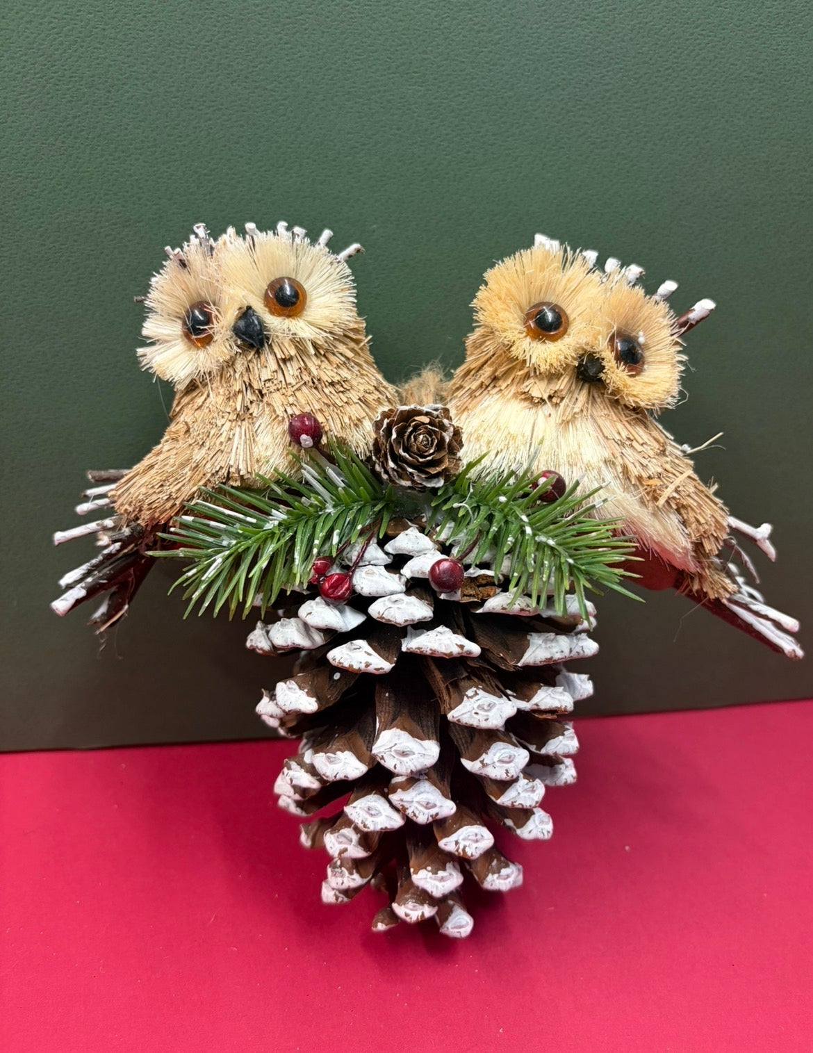 Owls On Pinecone Decor
