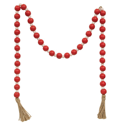 Red & White Bead Garland w/Tassel