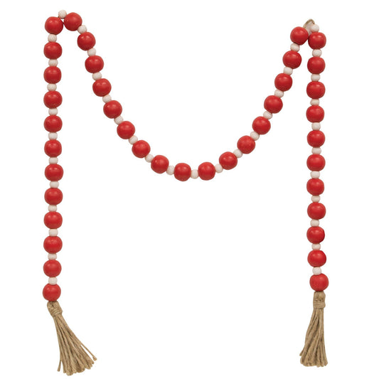 Red & White Bead Garland w/Tassel