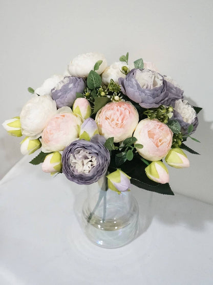 12'' Silk Peony Flower Bunch, Spring Wedding/Home Decors