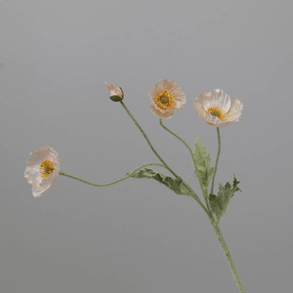 22'' Single Flocked Floral Poppy Spay, Colorful Silk Poppies