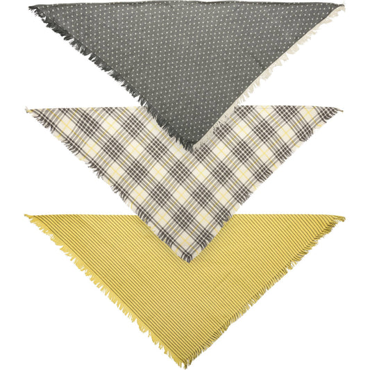 Plaid And Dots Large Pet Bandana Set