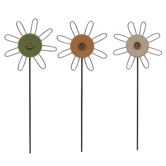 Wooden Button Flower Houseplant Poke
