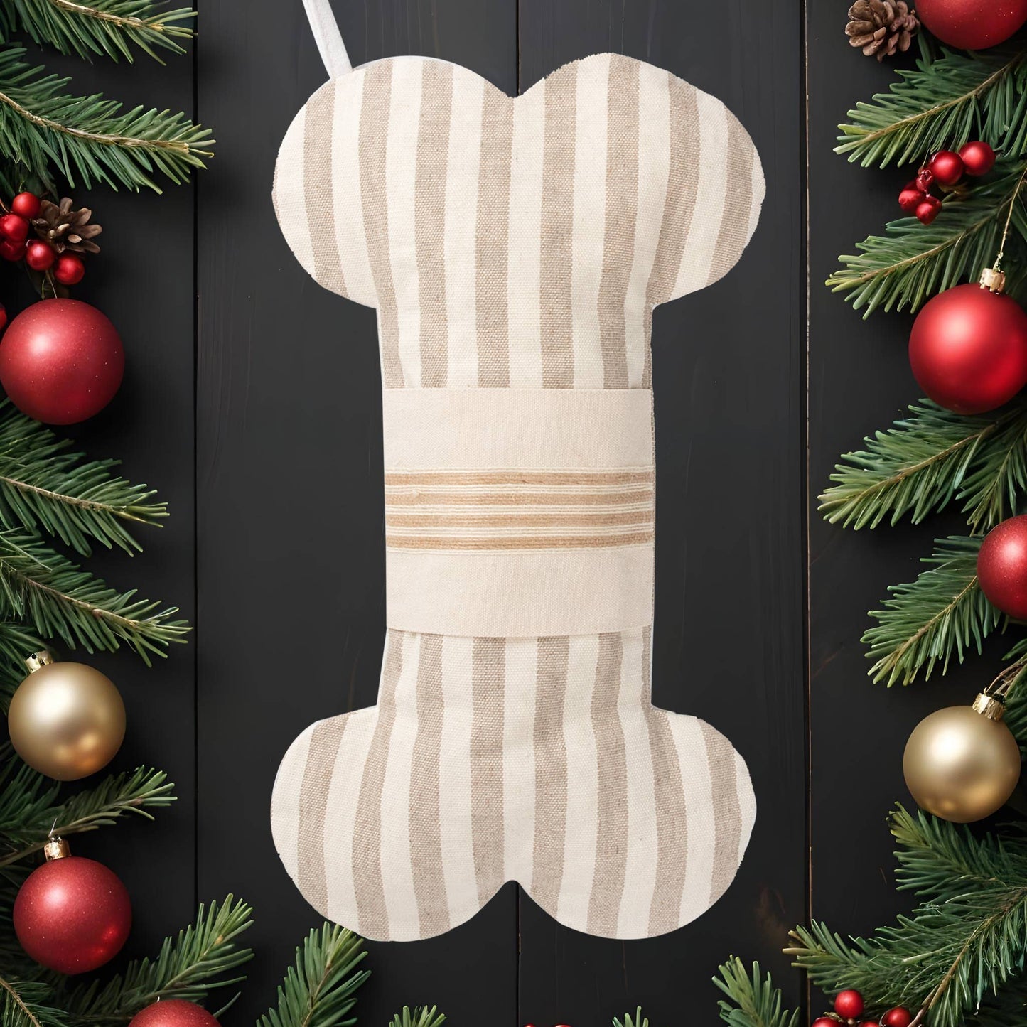 2025 New Canvas Dog Bone Shape Christmas Stocking