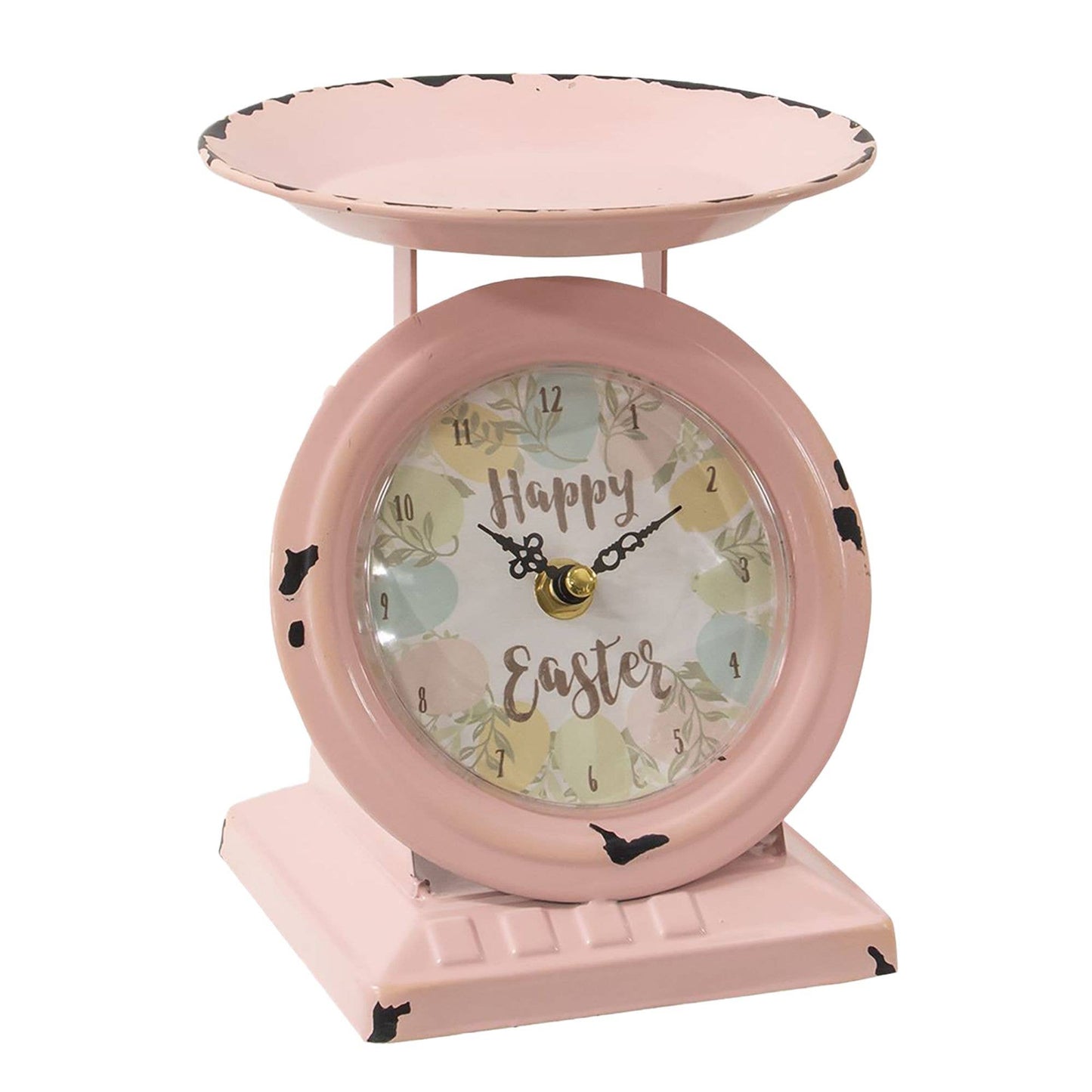 Vintage Happy Easter Pink Old Town Scale Clock