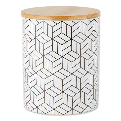 White And Black Mi x ed Print Ceramic Canister Set of 3
