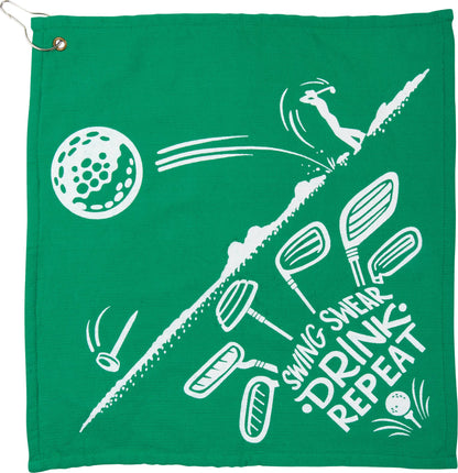 Swing Swear Drink Repeat Golf Towel