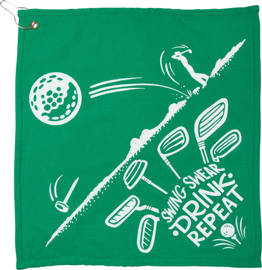 Swing Swear Drink Repeat Golf Towel
