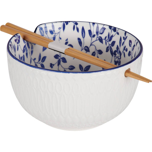 Indigo Floral Ramen Bowl Set