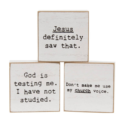 God Is Testing Me Mini Square Block