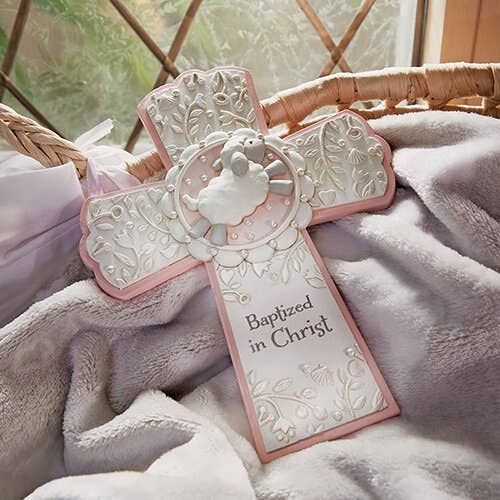 Ag Baptism Cross Pink