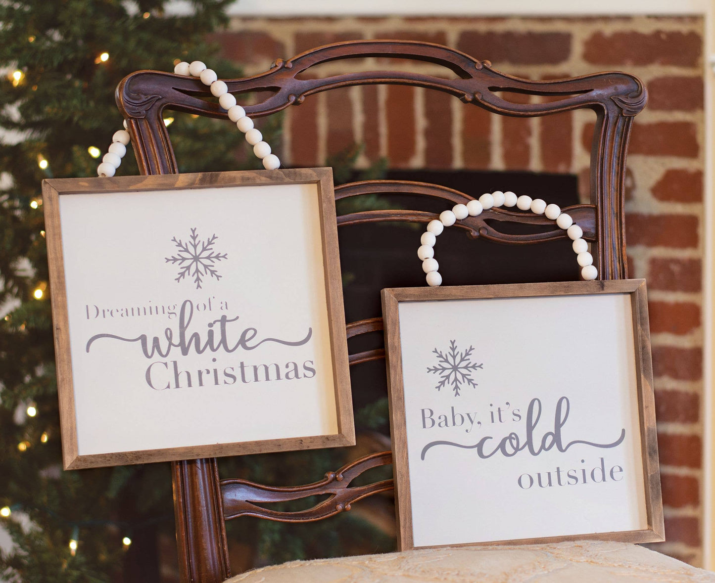 White Christmas Beaded Sign