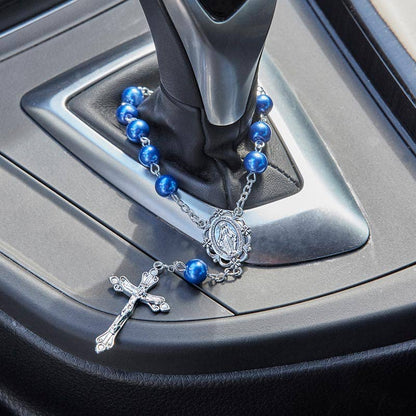 Blu Pearl Auto Rosary