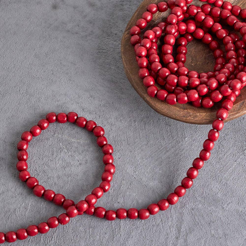 Burgundy Wood Bead Garlands -  9 Feet Long