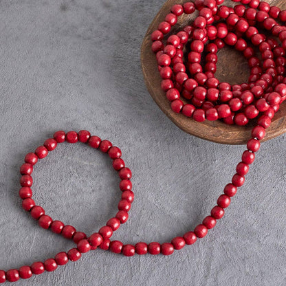 Burgundy Wood Bead Garlands -  9 Feet Long