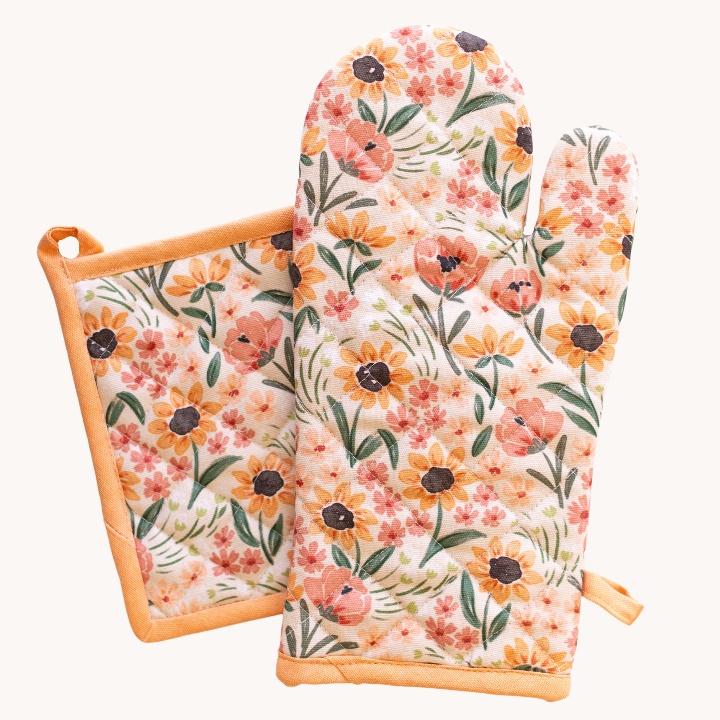 Sunny Poppies Oven Mitt + Pot Holder Set PREORDER MID SEP