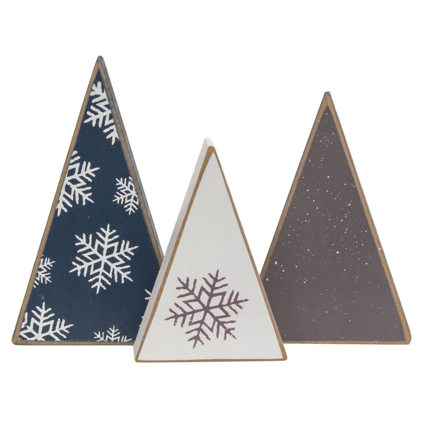3/Set, Mini Wooden Snowflake Christmas Tree Sitters