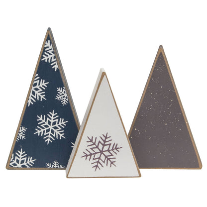 3/Set, Mini Wooden Snowflake Christmas Tree Sitters