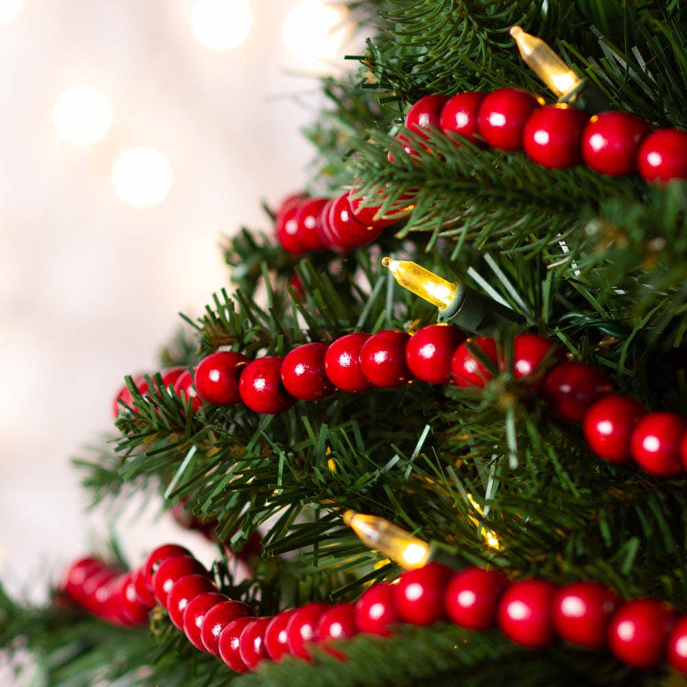 Burgundy Wood Bead Garlands -  9 Feet Long