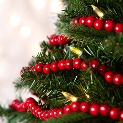 Burgundy Wood Bead Garlands -  9 Feet Long