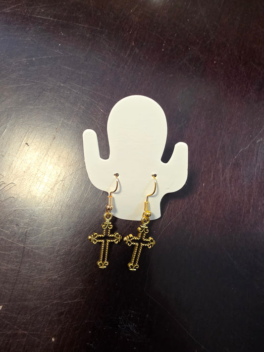 Gold Cross Earrings