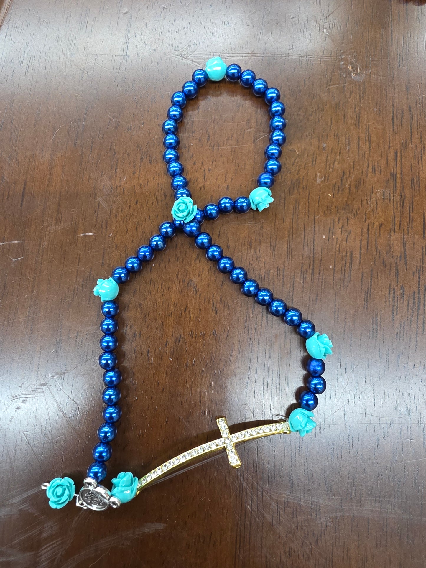 Rosary Bracelet With Blue Beads