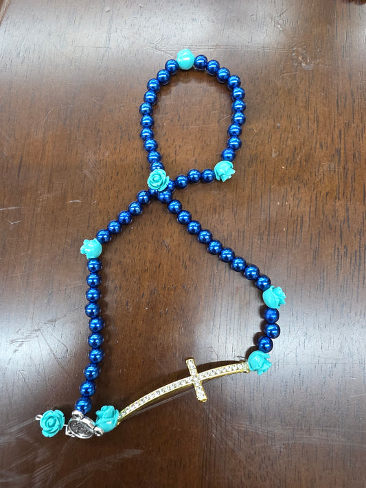 Rosary Bracelet With Blue Beads