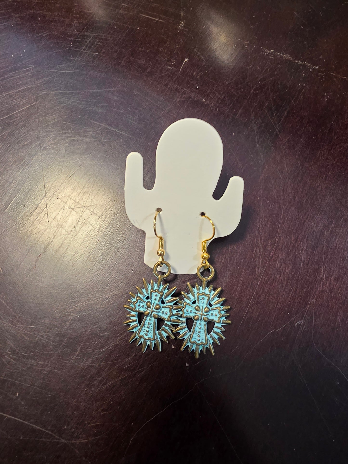 Turquoise Cross Earrings