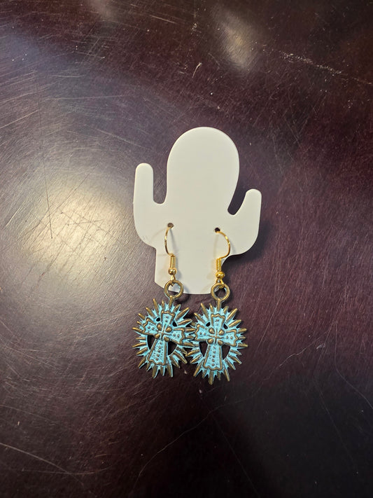 Turquoise Cross Earrings